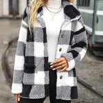 Lapel Long Sleeve Mid-length Plaid Single-breasted Double-sided Velvet Casual Jacket