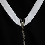 Casual Retro Sporty Black And White Color-blocked V-neck Half-zip Jumpsuit