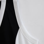 Casual Retro Sporty Black And White Color-blocked V-neck Half-zip Jumpsuit