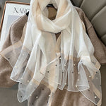 Sun-Protection Beaded See-Through Shawl&Scarf