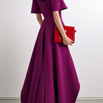 A-Line High Waisted Pleated Solid Color Split-Joint Round-Neck Maxi Dresses