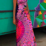 Criss Cross Backless Tie Dye Maxi Cami Dress