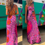 Margovil Strappy Backless Tie Dye Maxi Dress