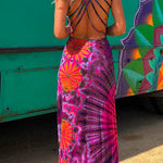 Criss Cross Backless Tie Dye Maxi Cami Dress
