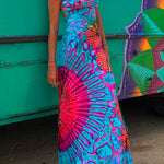 Margovil Strappy Backless Tie Dye Maxi Dress