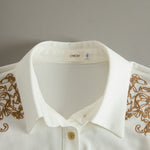 Western Retro Embroidered White Tencel Denim Shirt