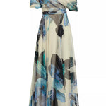 Unique Printed Bohemian Short-sleeved One-shoulder Maxi Dress