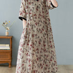 V Neck Floral Print Short Sleeve Dresses