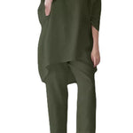 Loose Fashion Casual Solid Color Cotton Linen Two Sets
