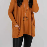 Winter Melodies Knit Crew Neck Front Pockets Oversized Sweater