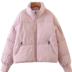 Stand Collar Zipper Pocket Thick Warm Cotton Jacket