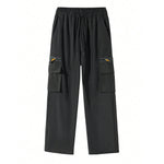 KZZ Men's Solid-Color Cargo Pants with Flap Pockets