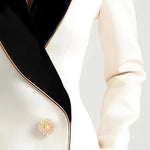 Bertille White Asymmetrical Blazer with Contrasting Lapels