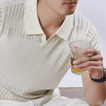 KZZ Summer Solid-Color V-Neck Short-Sleeve Polo Shirt