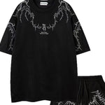 KZZ Men's Embroidery Short Sleeve Tee & Shorts Two-piece Set