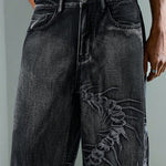 KZZ American Retro 3D Bone Embroidery Washed Jeans