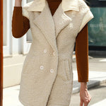 Loose Sleeveless Suit Collar Double-breasted Double-sided Velvet Jacket Vest Coats