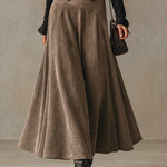Abigail | Lace Top & Suede-Look Maxi Skirt Set