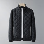 KZZ Men's Plain Quilted Zip Up Pocket Winter Coat