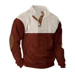 KZZ Men's Color Block Casual Hoodie, Half-Zip Long-Sleeve Sweatshirt