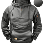 KZZ Men's Regular Fit Patched Pocket Drawstring Hoodie