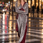 Casual Color-blocked Star Hooded Zip-up Velvet Jumpsuit