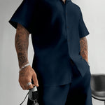 KZZ Men's Plus-Size Streetwear Two-Piece Set