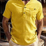 KZZ Men's Summer V-Neck Short-Sleeve Shirt