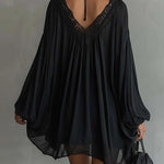 Serafina | Black Lace Chiffon Mini Dress