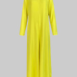 Loose Wide Leg Pockets Solid Color Round-Neck Jumpsuits