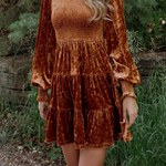 Casual Daily Ruffle Velvet O Neck A Line Dresses(4 Colors)