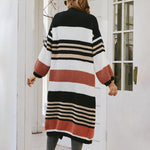 Striped Pattern Longline Cardigan