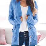 Plain Twist Button Cardigan Sweater