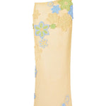 Luxe Knit Crochet Handmade Flower Beaded Waist Stretch Maxi Skirt