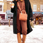 Faux Fur Plush Coat Open Front Solid Long Teddy Overcoat