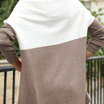 Two Tone Drop Shoulder Patched Pocket Color Block Oversized Sweater