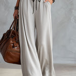 Sporty Retro Gray Wide-leg Pants