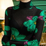 Urban Skinny Lace Printed Half Turtleneck T-Shirts Tops