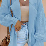 Women's Suit Collar Knitted Patchwork Woolen Jacket
