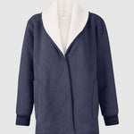 Fleece Long Sleeve Warm Teddy Coat Lapel Cardigan With Pocket
