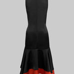 Loose Sleeveless Contrast Color Split-Joint Tiered High Neck Evening Dresses Midi Dresses