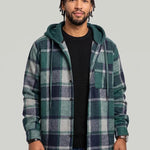 KZZ Men's plaid drawstring hooded sweatshirt
