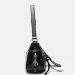 Rivet one-shoulder commuter crossbody motorcycle bag