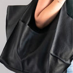 Simple large soft leather large capacity shoulder handbag
