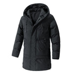 KZZ Men's Thick Winter Warm Coat Plus Size Cold Weather Jacket with Hood Long Sleeve Front Button Design