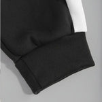KZZ Men's clothing, two-piece contrasting long sleeved zipper hooded jacket and drawstring pants