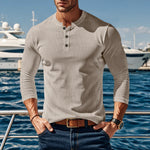 KZZ Men's Cotton Waffle-Knit Thermal  Shirt Long Sleeve Breathable Fashion Casual Pullover