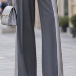 Asymmetric Contrast Panel Structured Blazer & Wide-Leg Pants Set