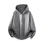 KZZ Men's Washed Half-Zip Hooded Sweatshirt