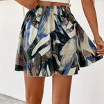 Printed Wide-Leg Drawstring Shorts — Stylish & Elegant Vacation Beach Skort